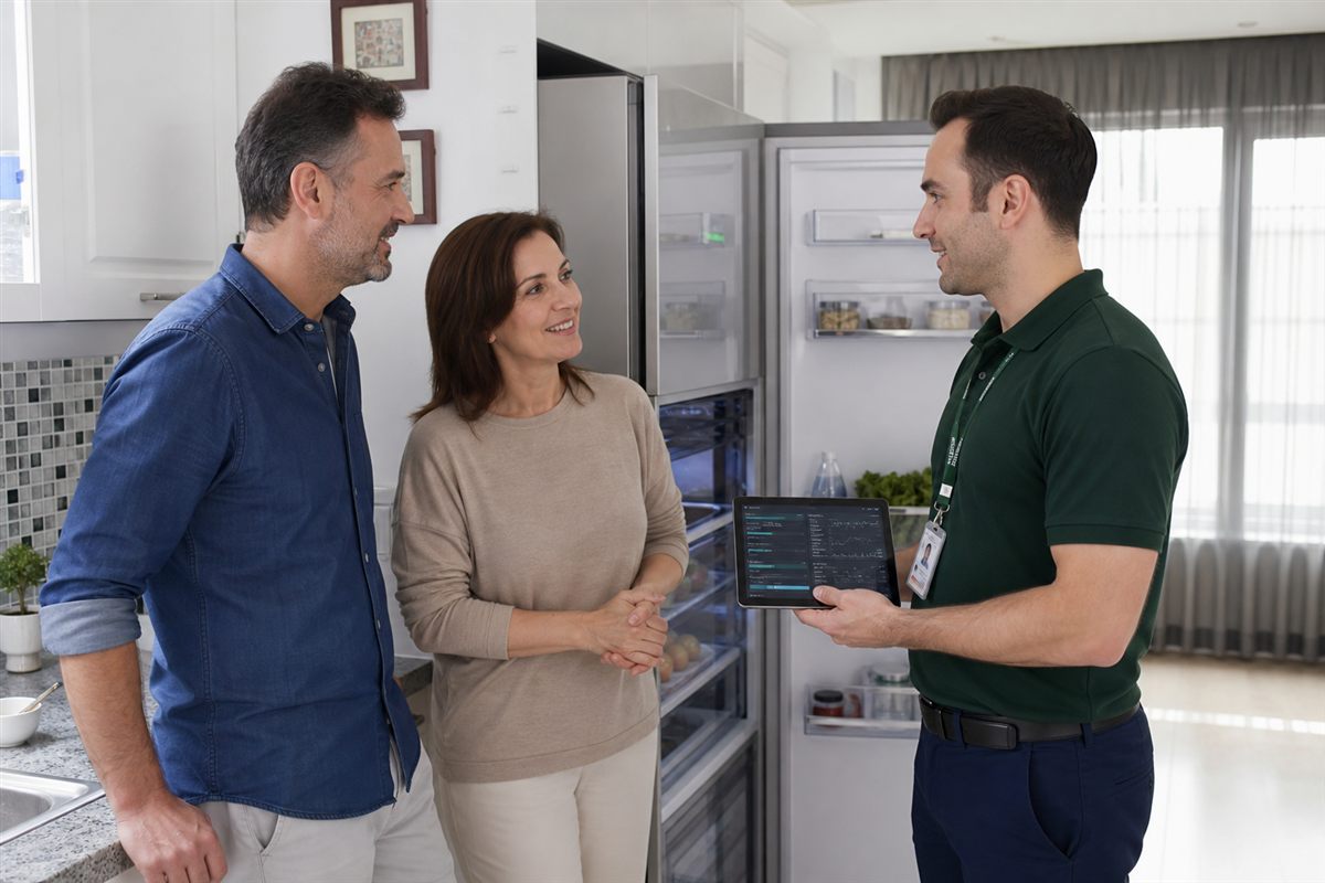 Müşteriye yerinde tanı raporunu açıklayan İTS Servis teknisyeni